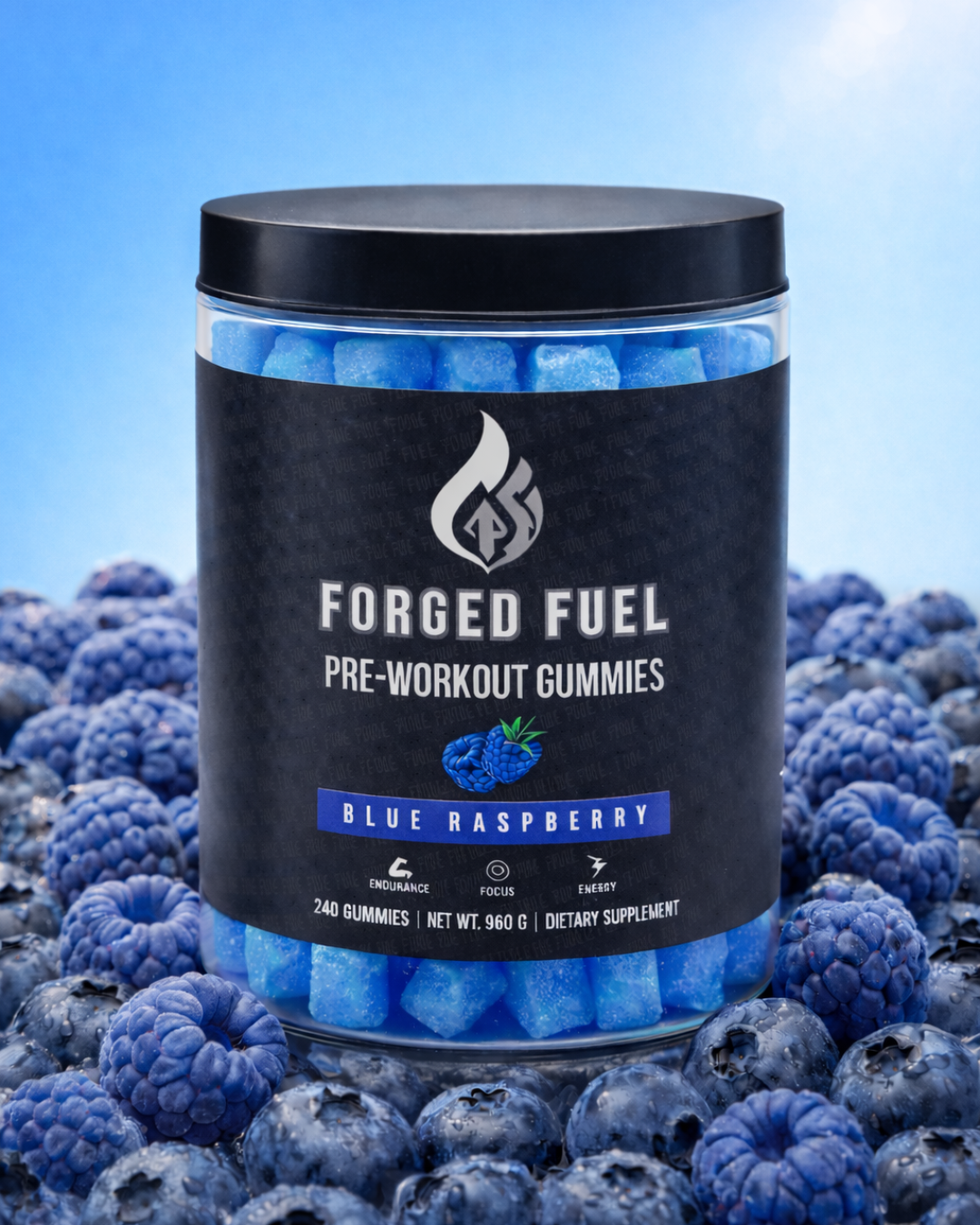 Forged Fuel Blue Raspberry Pre-Workout Gummies