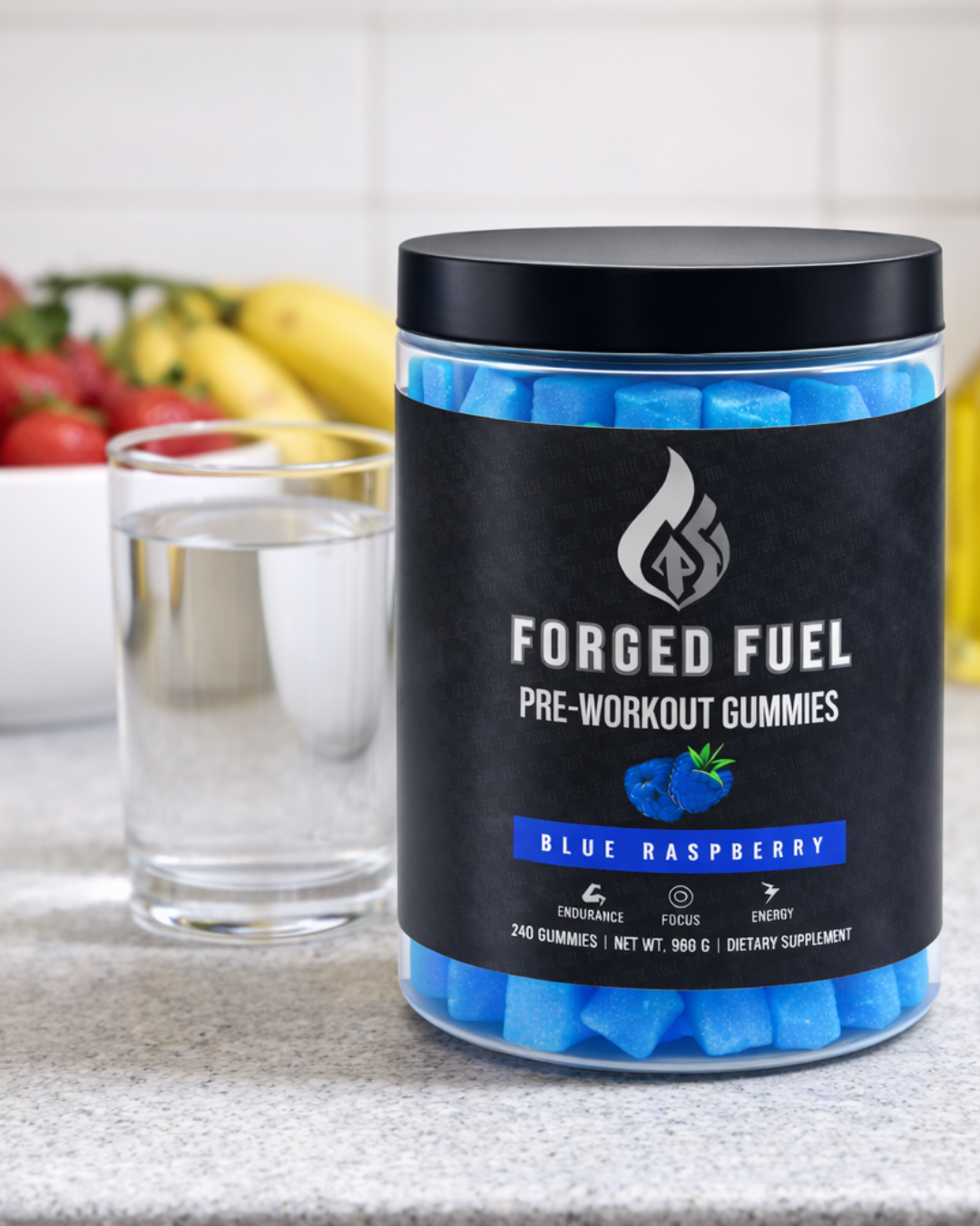Forged Fuel Blue Raspberry Pre-Workout Gummies